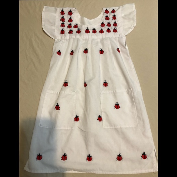 Other - Vintage white dress with lady bugs